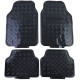 Universal Car rubber floor mats universal aluminum checker plate optics 4-piece chrome black | races-shop.com