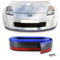 Front spoiler lip sill universal flexible 2,5mx5cm carbon look blue