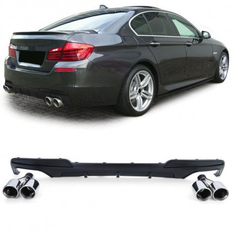 Body kit and visual accessories Performance rear diffuser with double tailpipes chrome fit for BMW F10 F11 10-17 | races-shop.com