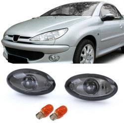 Clear glass side indicators Black Smoke for Peugeot 107 206 SW CC 307 407 607