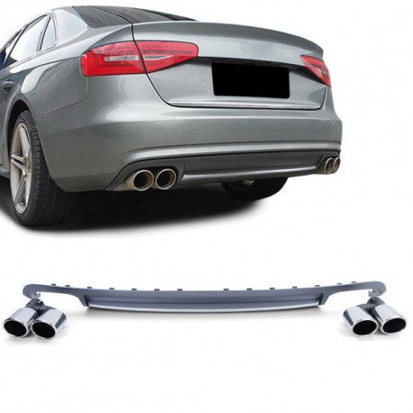 Body kit and visual accessories Sport rear diffuser insert with tailpipes set for Audi A4 B8 Sedan Avant 07-11 | races-shop.com