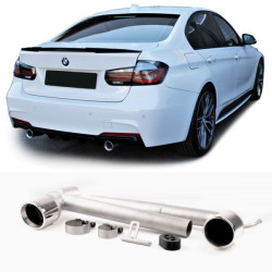 2 pipe duplex stainless steel sport tailpipe conversion with bracket fits BMW F30 F31