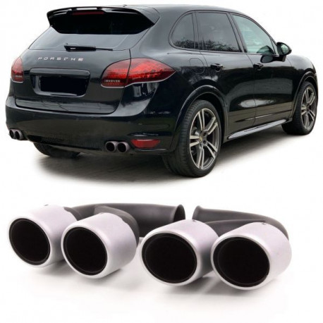 UNIVERSAL TIP Stainless steel sport tailpipes silver matt for Porsche Cayenne V8 GTS Turbo S 10-14 | races-shop.com