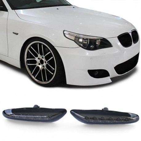 Lighting LED Side Indicators Black Smoke pair suitable for BMW 5 Series E60 E61 X1 E84 X3 E83 | races-shop.com