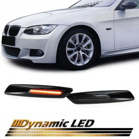 Lighting RACES LED side indicators (SEQ) for BMW E82 E88 E90 E91 E92 5 Series E60, black | races-shop.com