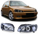 Lighting Clear glass Angel Eyes headlights Black for Peugeot 106 Facelift 96-03 | races-shop.com