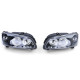 Lighting Clear glass Angel Eyes headlights Black for Peugeot 106 Facelift 96-03 | races-shop.com
