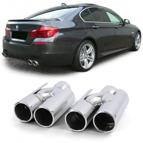 UNIVERSAL TIP Exhaust tailpipes 4 pipe sport optics chrome suitable for BMW F10 F11 F12 F13 | races-shop.com