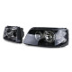 Lighting RACES headlights for VW Bus T5 03-09 (with motor, H7/H1), clear, black | races-shop.com