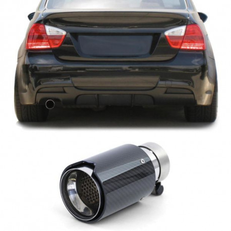 UNIVERSAL TIP Exhaust tailpipe Sport Carbon Black suitable for BMW 3 Series E90 E91 E92 E93 | races-shop.com