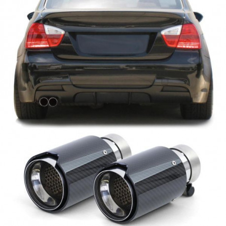 UNIVERSAL TIP Exhaust tailpipes Sport Carbon Black suitable for BMW 3 Series E90 E91 E92 E93 | races-shop.com