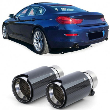 UNIVERSAL TIP Exhaust tailpipes Sport Carbon Black suitable for BMW 6 Series F12 F13 from 11 | races-shop.com