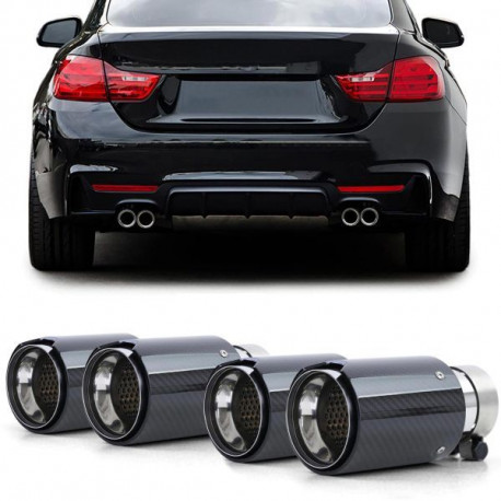 UNIVERSAL TIP Exhaust tailpipes 90mm Sport Carbon Black suitable for BMW 4 Series F82 F83 from 14 | races-shop.com