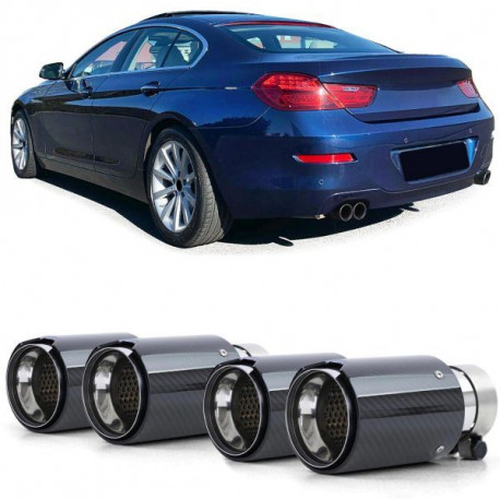 UNIVERSAL TIP Exhaust tailpipes 90mm Sport Carbon Black suitable for BMW 6 Series F12 F13 from 11 | races-shop.com