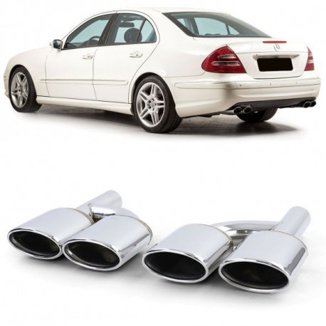 UNIVERSAL TIP Exhaust sport tailpipes stainless steel for Mercedes W204 W211 W164 W166 W221 R230 | races-shop.com
