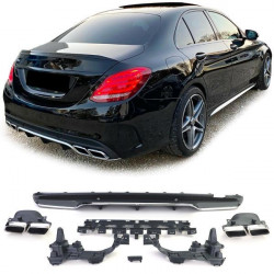 Sport rear diffuser with tailpipes chrome for Mercedes C W205 S205 sedan 14-18