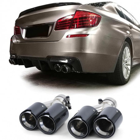UNIVERSAL TIP Carbon double tailpipes 4 pipe duplex suitable for BMW 5 Series F10 F11 6 Series F12 F13 | races-shop.com
