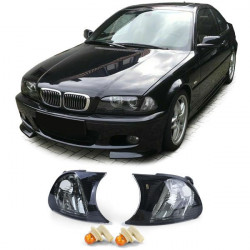 Clear glass turn signal black smoke fits BMW 3 Series E46 Coupe Convertible 01-03