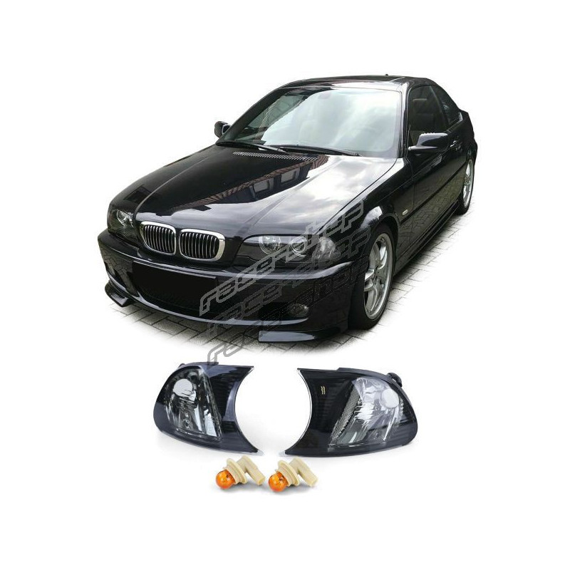 Clear glass turn signal black smoke fits BMW 3 Series E46 Coupe