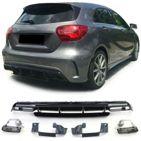Body kit and visual accessories RACES rear diffuser (Sport) for Mercedes A Class W176 from 15, black | races-shop.com