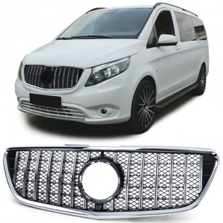 Body kit and visual accessories RACES grille (Sport) for Mercedes Vito W447 14-19, black chrome | races-shop.com