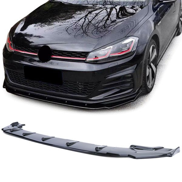 CUP front spoiler lip black gloss for VW Golf 7 GTI 13-20
