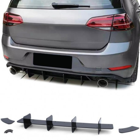 Body kit and visual accessories Rear diffuser insert splitter black gloss for VW Golf 7 GTI Sedan 13-20 | races-shop.com
