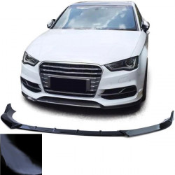 Front spoiler lip bumper black gloss for Audi A3 8V prefacelift 12-16