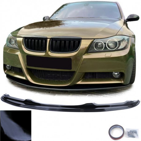 Body kit and visual accessories Front Performance Spoiler Black Gloss fits BMW 3 Series E90 E91 05-08 | races-shop.com