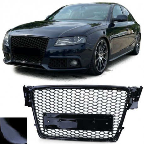 Audi A4 B8.5 Grill Gloss Black Honeycomb Badgeless Style – Carbon Accents