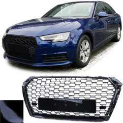 Honeycomb sport grille without emblem black gloss for Audi A4 B9 8W 15-19