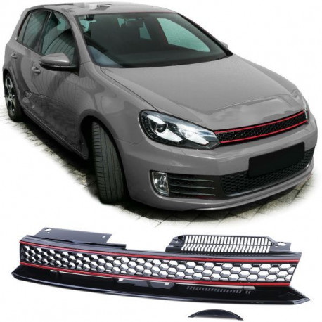 Sport grille without emblem Black Red fits VW Golf 6 also GTI 08-13