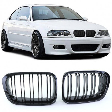 Radiator grille double bar performance gloss fit for BMW E46 Limo Touring  98-01