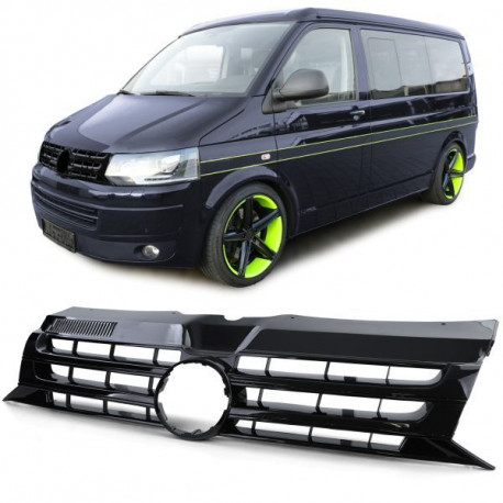 Body kit and visual accessories Sport radiator grille black gloss for emblem for VW Bus T5 Facelift 09-15 | races-shop.com