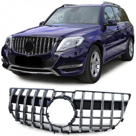 Body kit and visual accessories Radiator grille sport optics black gloss chrome for Mercedes GLK X204 facelift 12-15 | races-shop.com