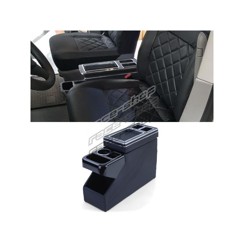 Center console with storage compartment black gloss leather for VW Bus T5  T6 from 03
