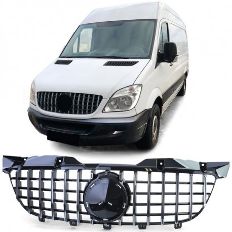 Body kit and visual accessories Sport radiator grille black gloss chrome for Mercedes Sprinter W906 06-13 | races-shop.com