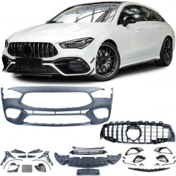 RACES front bumper (Sport) for Mercedes CLA X118 from 19, glossy black chrome