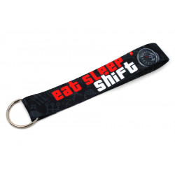 Short lanyard keychain "Eat Sleep Shift" - Black