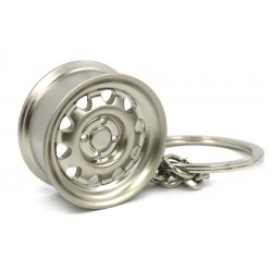Wide steel wheel keychain - various colours