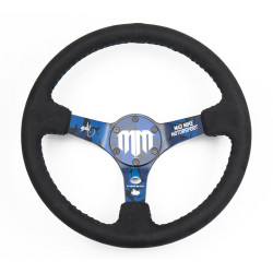 3 spoke steering wheel NRG, 350mm, alcantara, 75mm offset, black/blue