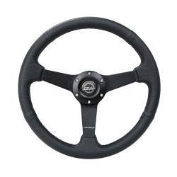 NRG Sport 3-spoke Steering Wheel (350mm) - Black Leather