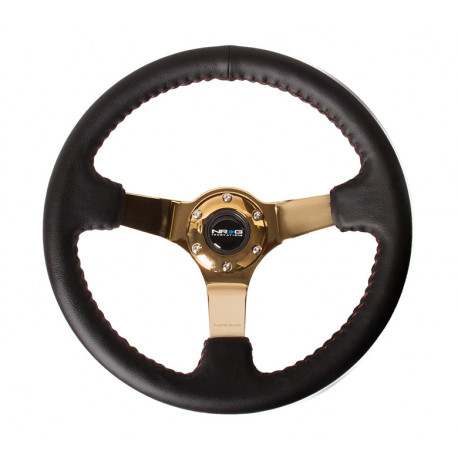 steering wheels NRG Reinforced 3-spoke leather Steering Wheel (350mm) - Gold | races-shop.com