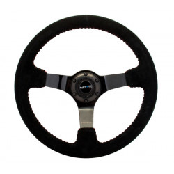 NRG Reinforced 3-spoke suede Steering Wheel (350mm) - Black