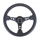 steering wheels 3 spoke steering wheel NRG, 350mm, leather, drilled spokes, 75mm offset, black | races-shop.com