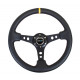 steering wheels NRG Reinforced 3-spoke leather Steering Wheel with holes, (350mm), black/yellow | races-shop.com