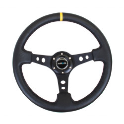 NRG Reinforced 3-spoke leather Steering Wheel with holes, (350mm), black/yellow