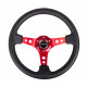 steering wheels NRG Reinforced 3-spoke leather Steering Wheel with holes, (350mm), black/red | races-shop.com