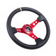 steering wheels NRG Reinforced 3-spoke leather Steering Wheel with holes, (350mm), black/red/yellow | races-shop.com