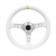 steering wheels NRG Reinforced 3-spoke leather Steering Wheel with holes, (350mm), white/silver/yellow | races-shop.com